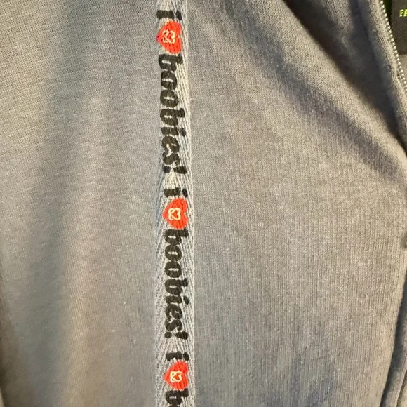 Keep a Breast Foundation I Love Boobies Gray Zip-Up Hoodie Size L Cozy - Picture 8 of 14